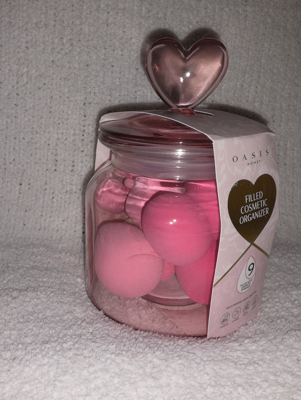 Pink Filled Cosmetic Organizer Jar